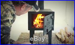 Portable Wood Stove Heat Outdoor Heating Building Cooking Cook Cast Iron Door