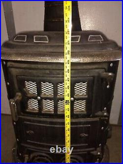 Pot belly stove wood parlor cast iron cabin antique vintage Montgomery Ward