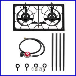 Powerful 150000 BTU Cast Iron Double Burner Camp Stove High-pressure For Outdoor Powerful 150000 BTU Cast Iron Double Burner Camp Stove High-pressure For Outdoor