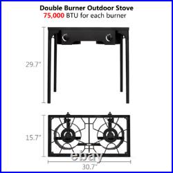 Powerful 150000 BTU Cast Iron Double Burner Camp Stove High-pressure For Outdoor Powerful 150000 BTU Cast Iron Double Burner Camp Stove High-pressure For Outdoor