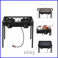 Powerful 150000 BTU Cast Iron Double Burner Camp Stove High-pressure For Outdoor Powerful 150000 BTU Cast Iron Double Burner Camp Stove High-pressure For Outdoor