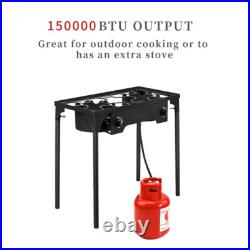 Powerful 150000 BTU Cast Iron Double Burner Camp Stove High-pressure For Outdoor Powerful 150000 BTU Cast Iron Double Burner Camp Stove High-pressure For Outdoor