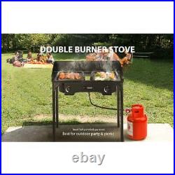 Professional Outdoor 150000 BTU Stove Propane 2 Burner Portable Cooker BBQ Grill