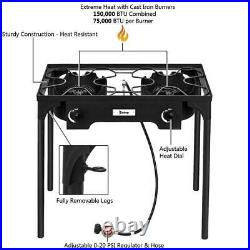 Professional Outdoor Double Stove Propane Burner Portable 2 Cooker 150000 BTU