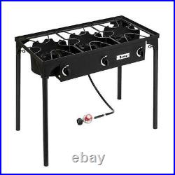 Propane 225000BTU 3 Burner Gas Cooker Stand Stove Outdoor Grill BBQ Camp Home US