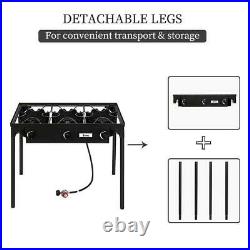 Propane 225000BTU 3 Burner Gas Cooker Stand Stove Outdoor Grill BBQ Camp Home US