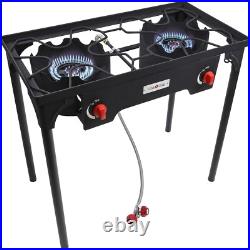Propane Double Burner Stove Cast Iron Two Burner High Pressure Adjustable PSI Propane Double Burner Stove Cast Iron Two Burner High Pressure Adjustable PSI