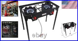 Propane Double Burner Stove Cast Iron Two Burner High Pressure Adjustable PSI Propane Double Burner Stove Cast Iron Two Burner High Pressure Adjustable PSI