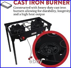 Propane Double Burner Stove Cast Iron Two Burner High Pressure Adjustable PSI Propane Double Burner Stove Cast Iron Two Burner High Pressure Adjustable PSI