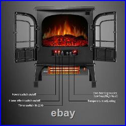 Protable Indoor Electric Fireplace Stove Heater Realistic Flame with Remote
