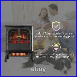 Protable Indoor Electric Fireplace Stove Heater Realistic Flame with Remote