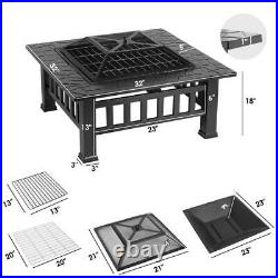 Quality Fire Pit BBQ Firepit Garden Square Table Stove Patio Heater with Grill