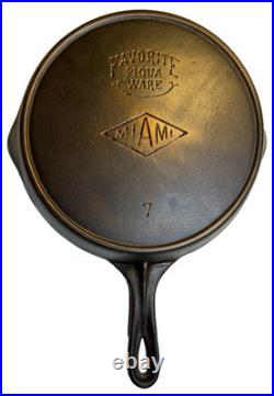 RARE Favorite Piqua Ware Ohio Miami Maimi Diamond Cast Iron Skillet Pan FLAT
