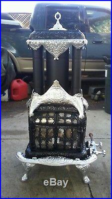 RARE Griswold CLASSIC 3 Ornate Cast Iron Nickle Plate Parlor Stove Orig GAS MINT