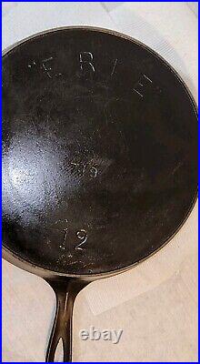 RARE PRE Griswold ERIE #12 Cast Iron Skillet 719 with Heat Ring NICE EARLY PAN