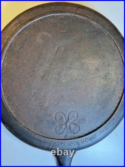 RARE Portland Stove Foundry #8 Cast Iron Skillet Pan Clover Logo MAINE 3.11lb