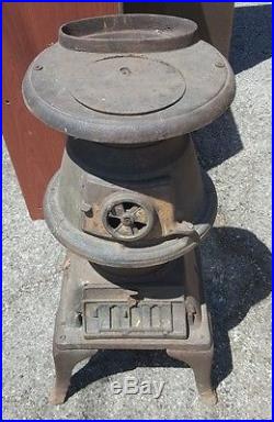 RARE Size Antique Cast Iron Pot Belly Stove EXC Condition Wood/Coal