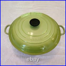 RARE VINTAGE Le Creuset 30 Cast Iron Dutch Oven with Lid in Kiwi Green Imperfect