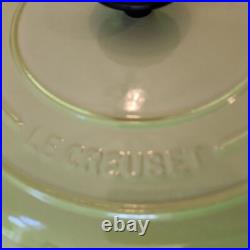 RARE VINTAGE Le Creuset 30 Cast Iron Dutch Oven with Lid in Kiwi Green Imperfect