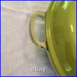 RARE VINTAGE Le Creuset 30 Cast Iron Dutch Oven with Lid in Kiwi Green Imperfect
