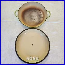 RARE VINTAGE Le Creuset 30 Cast Iron Dutch Oven with Lid in Kiwi Green Imperfect
