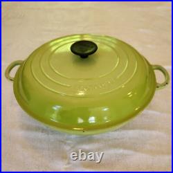RARE VINTAGE Le Creuset 30 Cast Iron Dutch Oven with Lid in Kiwi Green Imperfect