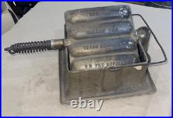 RARE Vintage Gene Goff Cast Iron Corn Dog Iron Maker Flip-Type with Base, Texas