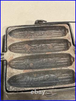 RARE Vintage Gene Goff Cast Iron Corn Dog Iron Maker Flip-Type with Base, Texas