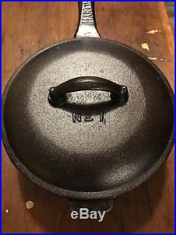 RESTORED #7 MARTIN STOVE & RANGE CAST IRON SAUCE POT & LID With REMOVABLE HANDLE