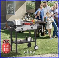 ROVSUN 2 Burner Outdoor Propane Gas Stove Ignition, Regulator & Shelf, 150,000