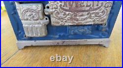Rare Antique Blue Cast Iron Toy Stove Novelty