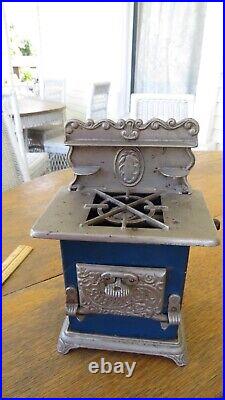 Rare Antique Blue Cast Iron Toy Stove Superior