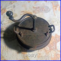 Rare Antique Cast Iron Coffee Bean Roaster Hand Crank Stove Top Primitive 20