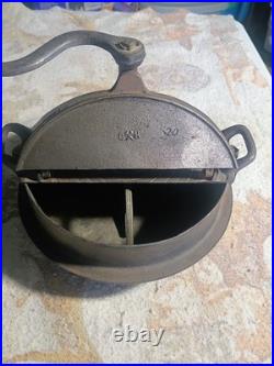 Rare Antique Cast Iron Coffee Bean Roaster Hand Crank Stove Top Primitive 20