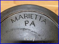 Rare Antique Fully Marked MARIETTA Pa Cast Iron Pan Skillet Gate Mark #10
