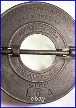 Rare Cast Iron Brown Camp Des Moines Iowa 6 Inch I. O. A Stove Damper Patent 1925