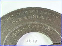Rare Cast Iron Brown Camp Des Moines Iowa 6 Inch I. O. A Stove Damper Patent 1925