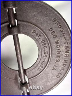 Rare Cast Iron Brown Camp Des Moines Iowa 6 Inch I. O. A Stove Damper Patent 1925
