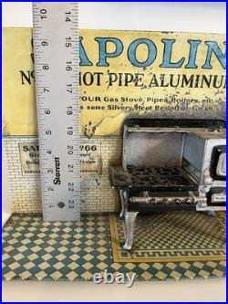 Rare Early 1900's Sapolin Advertising Display Cast Iron Stove on Lithograph Tin Rare Early 1900's Sapolin Advertising Display Cast Iron Stove on Lithograph Tin