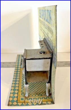 Rare Early 1900's Sapolin Advertising Display Cast Iron Stove on Lithograph Tin Rare Early 1900's Sapolin Advertising Display Cast Iron Stove on Lithograph Tin