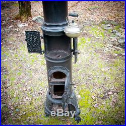 Rare Victorian 1890 Lange Cast Iron Wood Parlor Stove Oven Decorative Pot Belly