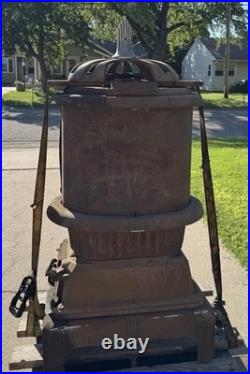 Rare Vintage Antique Prosperity Coal Wood Burning Parlor Heater Stove Cast Iron