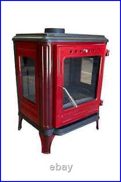 Red Cast Iron Stove, wood stove, wood burning stove