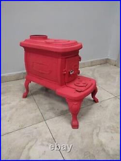 Red Woody Cast Stove Nostalgia, Wood Burning Stove, % 100 Cast Iron Stove Red Woody Cast Stove Nostalgia, Wood Burning Stove, % 100 Cast Iron Stove