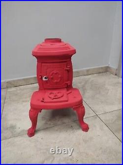 Red Woody Cast Stove Nostalgia, Wood Burning Stove, % 100 Cast Iron Stove Red Woody Cast Stove Nostalgia, Wood Burning Stove, % 100 Cast Iron Stove