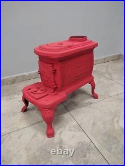 Red Woody Cast Stove Nostalgia, Wood Burning Stove, % 100 Cast Iron Stove Red Woody Cast Stove Nostalgia, Wood Burning Stove, % 100 Cast Iron Stove