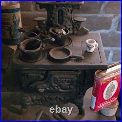 Regent Cast Iron Miniature Stove with Pots, Pan, and Accessories