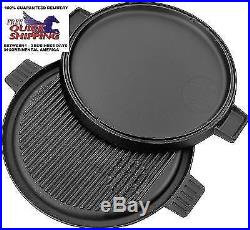 Reversible Cast Iron Grill Griddle Pan Hamburger Steak Stove Top Fry 13.5-inches