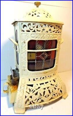 Rippingilles Patent Cast Iron Antique Oil/Kerosene Burning Heater Lead Glass