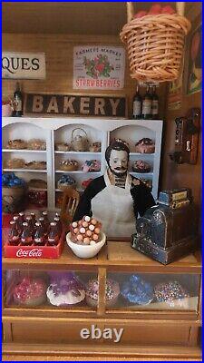 Roombox Vintage Dollhouse General Store With Cast Iron Stove An Bisque Dolls